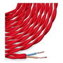 Edm Cable Textil Trenzado H03VV-F 2 x 0,75 mm² Rojo, 5 m
