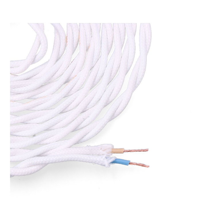 Edm H03VV-F Cable Textil Trenzado 2 x 0,75 mm² Blanco, 5 Metros