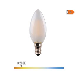 Edm Bombilla Vela Filamento Led Cristal Mate E14 4,5W 470lm 3200K Luz Calida Ø3,5 x 9,8 cm