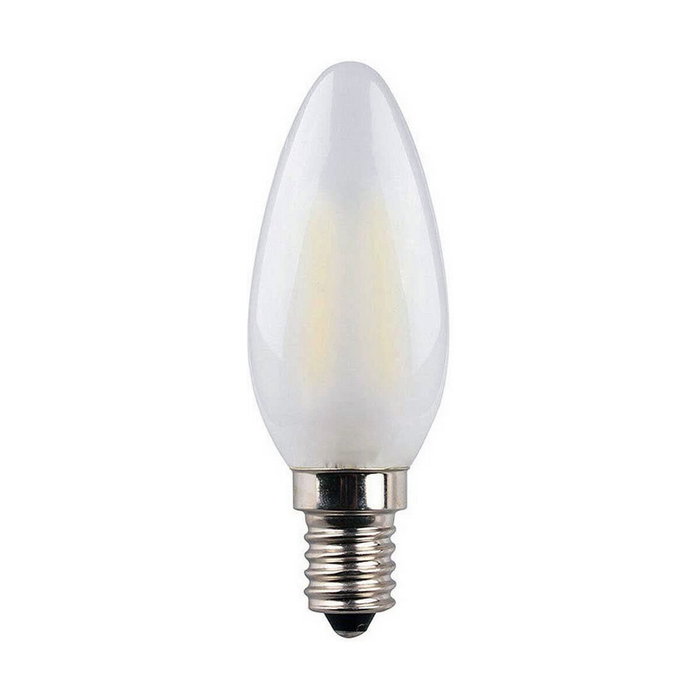 Edm Bombilla de vela con filamento LED, cristal mate, luz fría