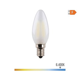 Edm Bombilla de vela con filamento LED, cristal mate, luz fría