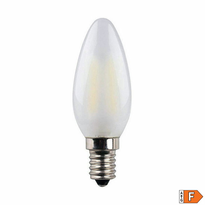 Edm Bombilla de vela con filamento LED, cristal mate, luz fría