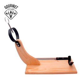 Gourmet Kitchen Jamonero premium de madera de pino 44 x 41 cm con cuchillo incluido