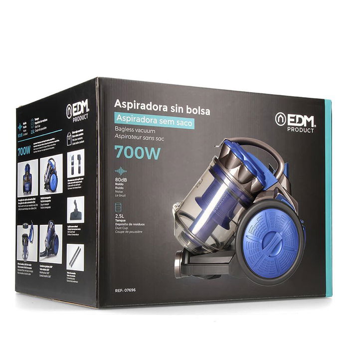 Edm Aspiradora sin Bolsa Multiciclónica Clase A 700W 2.5L