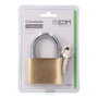 EDM Candado de Latón Arco Normal 60mm, con 3 Llaves, Dorado/Cromado, en Blíster