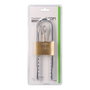 EDM Candado Latón Arco Regulable 60 mm Ø9.5 mm (67-167 mm) con 2 Llaves, Color Dorado/Cromado, Blíster