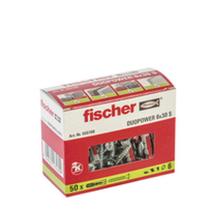 Fischer Tacos duopower Ø6 x 30 mm con tornillos Ø4,5 x 40 mm, 50 uds