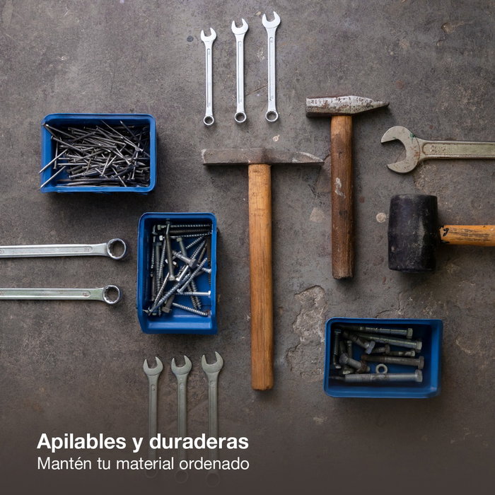 Plastiken Gaveta apilable Titanium Azul 10 cm