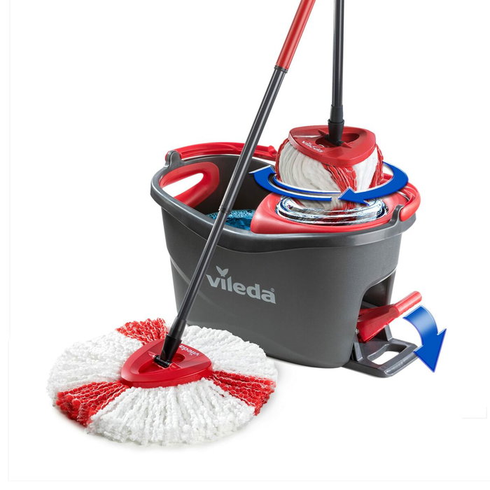 Vileda Set EasyWring & Clean Turbo con Cubo de Escurrido y Fregona de Microfibra