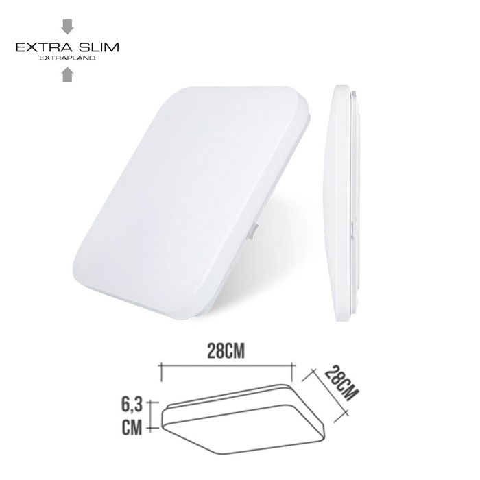 Edm Aplique LED Cuadrado de Superficie Extraplano, 12W 4000K Luz Día, 1160lm (equiv. 60W), IP20, 27.5x27.5x6.2cm Edm Aplique LED Cuadrado de Superficie Extraplano, 12W 4000K Luz Día, 1160lm (equiv. 60W), IP20, 27.5x27.5x6.2cm