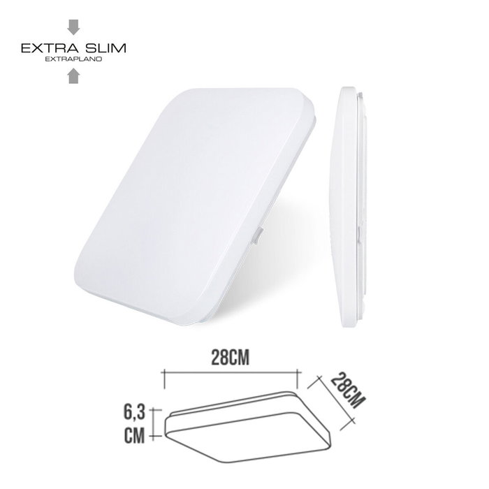 Edm Aplique LED cuadrado extraplano de superficie 12 W 6500 K