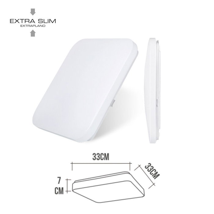 Edm Aplique LED cuadrado de superficie extraplano 18W 1820 lm Luz Día 4000K 33x33x6,9 cm IP20 Clase F