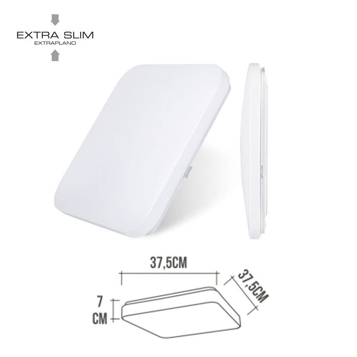 Edm Aplique LED Cuadrado Extraplano de Superficie 24W 6500K Luz Fría 2490LM Equivalente 100W IP20 Clase F Medidas 36,7x36,7x6,2cm