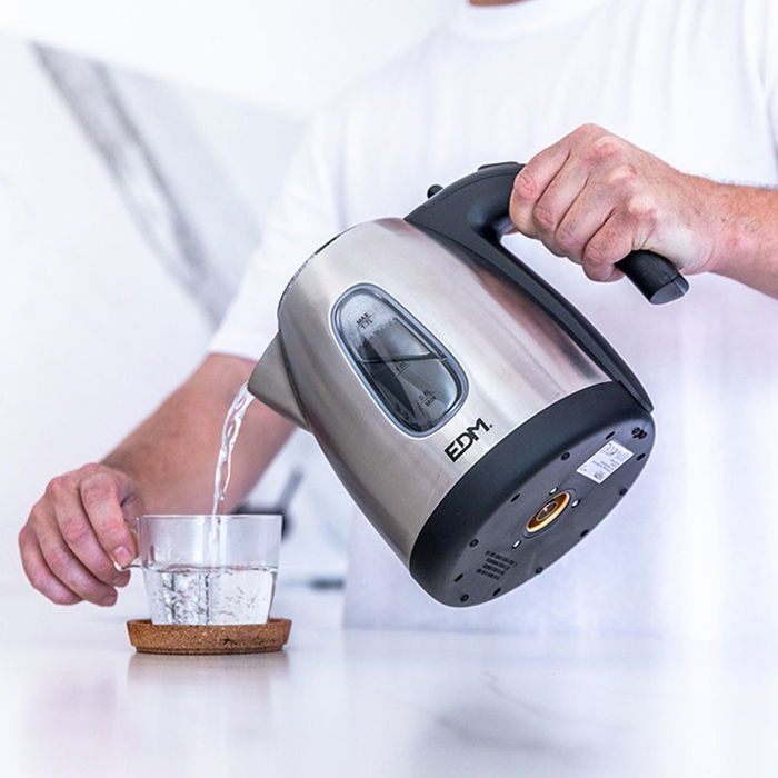 Edm Hervidor de Agua Eléctrico Kettle 1,7 L 2200W Acero Inoxidable Inalámbrico