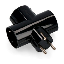 Edm Clavija triple Schuko 2p+t tipo F negra de baquelita