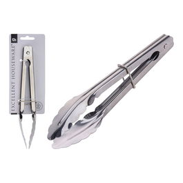 Excellent Houseware Pinzas para Hielo de Acero Inoxidable con Anilla Ajustable 24 cm Doméstica/Profesional