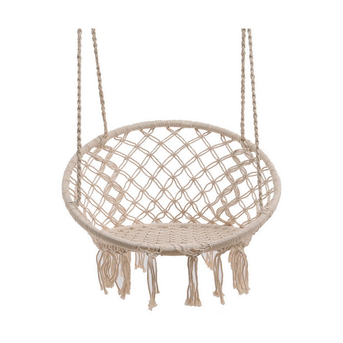 Decoris Columpio de algodón con flecos ø82 x 123 cm, color crema Decoris Columpio de algodón con flecos ø82 x 123 cm, color crema