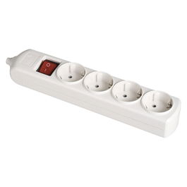 Solera Base Múltiple 4 Tomas Schuko Bipolar con Interruptor Luminoso 16A 250V Blanco