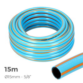 Edm Manguera de jardín pro 15 m, ø15 mm, 5/8 pulg, azul/naranja