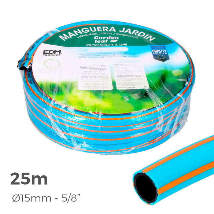 Edm Manguera de jardín profesional 15 mm, 5/8 pulg, 25 m