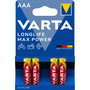 Varta Longlife Max Power AAA LR03, Pack de 4 unidades