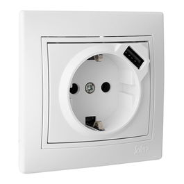 Solera Base Bipolar con T/TL 16A 250V USB 16A Serie Europa ERP60USB-U Blanco Mecanismo Completo