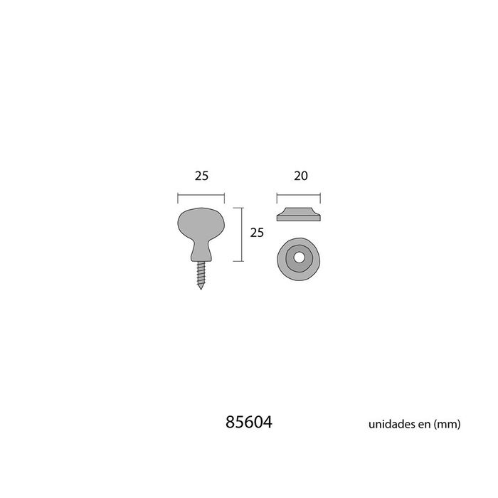 Edm Pomo Ovalado 22mm Hierro Forjado Color Negro