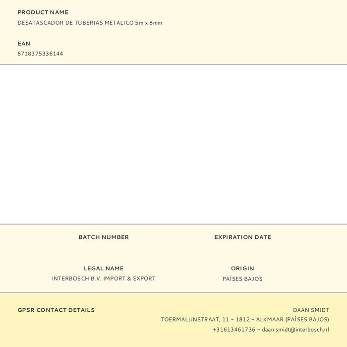 Benson Desatascador de Tuberias Metálico Flexible 5 m x 8 mm Cromado