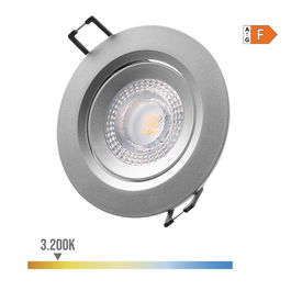 Edm Downlight LED Empotrable Redondo 5W 3200K Luz Calida Cromo Ø9 cm