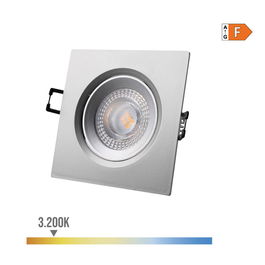 Edm Downlight led empotrable cuadrado 5w 3200k luz calida cromado 9x9 cm