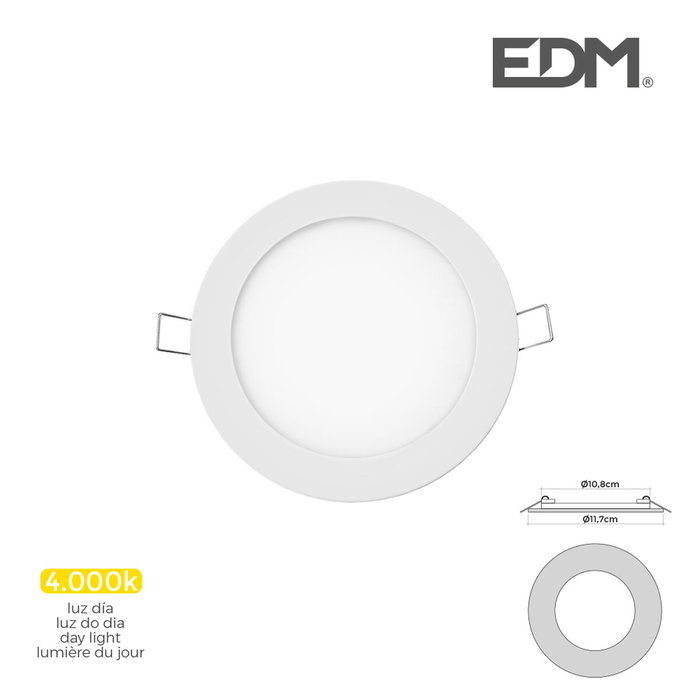 Edm Mini downlight LED empotrable redondo 6 W 4000 K blanco Edm Mini downlight LED empotrable redondo 6 W 4000 K blanco