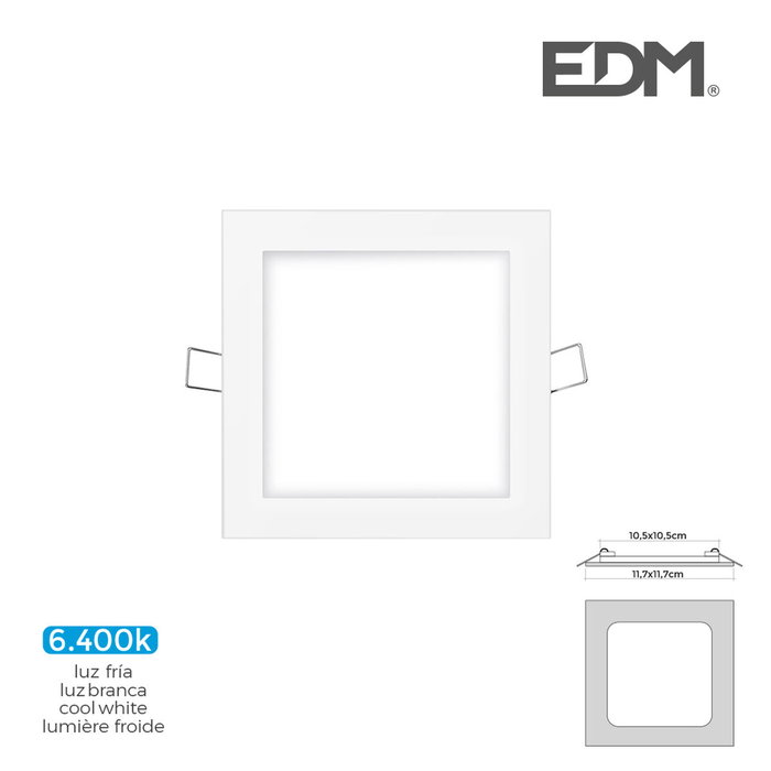 Edm Mini downlight LED empotrable cuadrado 6 W 6400 K Blanco Edm Mini downlight LED empotrable cuadrado 6 W 6400 K Blanco