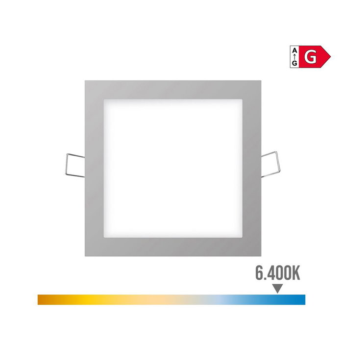 Edm Mini Downlight Led Empotrable Cuadrado 6W 6400K Luz Fría Cromo 11,7 x 11,7 cm Edm Mini Downlight Led Empotrable Cuadrado 6W 6400K Luz Fría Cromo 11,7 x 11,7 cm