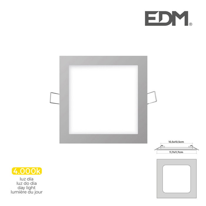 Edm Mini downlight LED empotrable cuadrado 6W 4000K Cromo Edm Mini downlight LED empotrable cuadrado 6W 4000K Cromo