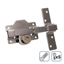 Edm Cerrojo de seguridad color níquel con 5 llaves, perno, 83 x 170 mm Ø 26 mm