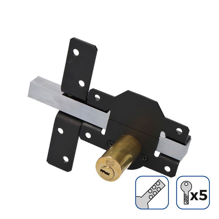 Edm Cerrojo de seguridad negro con 5 llaves
