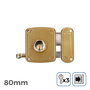 Edm Cerradura Derecha 80mm Acero Dorado 3 Llaves Incluidas Longitud Cilindro 90mm