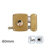 Edm Cerradura de sobreponer con cilindro y tirador, mano derecha, Dorado, 80 mm