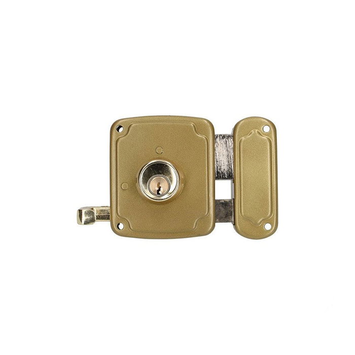 Edm Cerradura de sobreponer con cilindro y tirador, mano derecha, Dorado, 80 mm Edm Cerradura de sobreponer con cilindro y tirador, mano derecha, Dorado, 80 mm