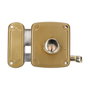Edm Cerradura de sobreponer con cilindro y tirador, mano izquierda, 80 mm, Dorado
