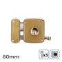 Edm Cerradura de sobreponer con cilindro y tirador, mano izquierda, 80 mm, Dorado