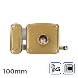 Edm Cerradura Izquierda 100mm 3 Llaves Incluidas Acero Dorado