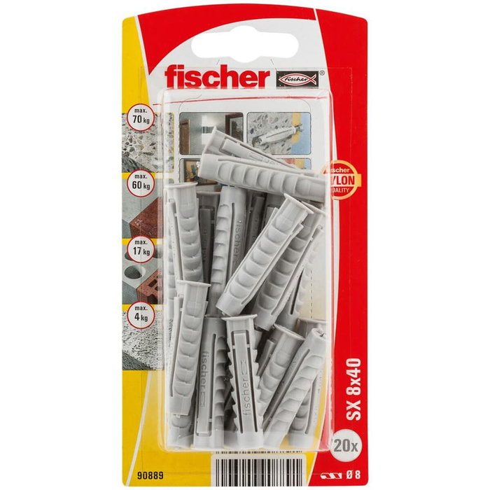 Fischer Taco SX Plus ø8 x 40 mm, blíster de 20 uds