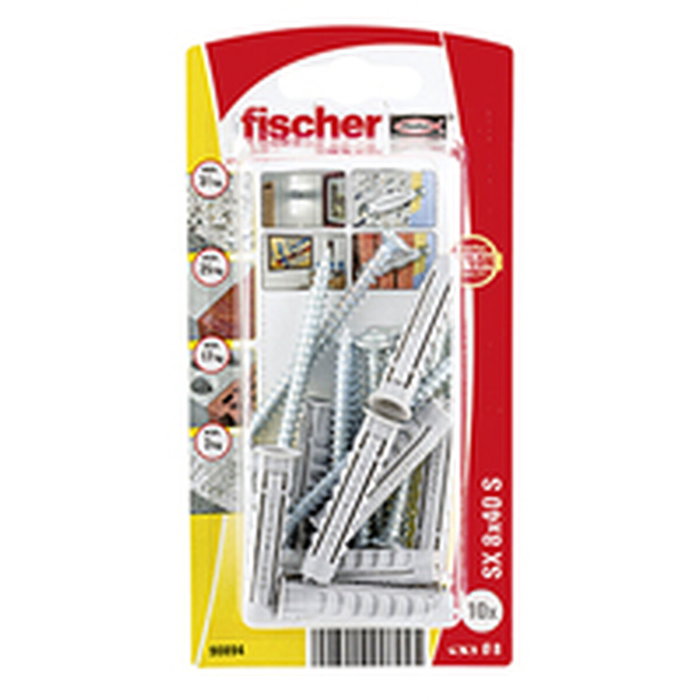 Fischer Tacos SX Plus SK NV Ø8 x 40 mm con tornillos Ø5 x 55 mm, 10 uds