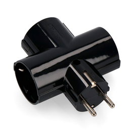 Edm Clavija Triple Schuko T/TL 4.8mm 16A 250V Máx 3680W Baquelita Negra Envasada