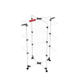 Vileda Tendedero Torre Mixer 3, Tendedero de Ropa de 3 Niveles con 30 m de Tendedero, Plegable y con Ruedas, Acero Blanco