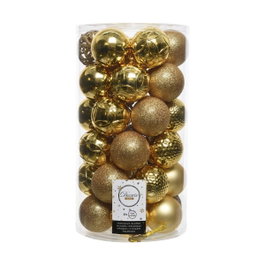 Decoris Tubo de 37 bolas de Navidad doradas de 6 cm