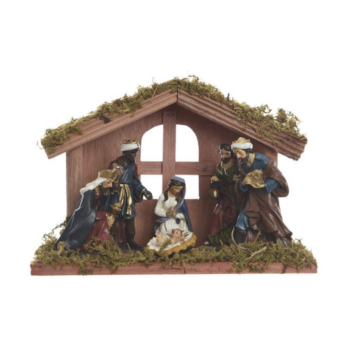 Nacimiento belén 6 figuras 9cm con musgo