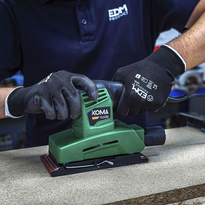 Koma Tools Lijadora Orbital Eléctrica LO-150, 150W, 0-11000 rpm, 252x158 mm, Incluye Lija y Boquilla de Aspiración