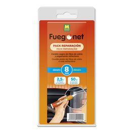 Massó Kit Reparación Cordón Aislante ø 8 mm x 2,5 m + Adhesivo 50 ml para Chimeneas, Estufas y Calderas
